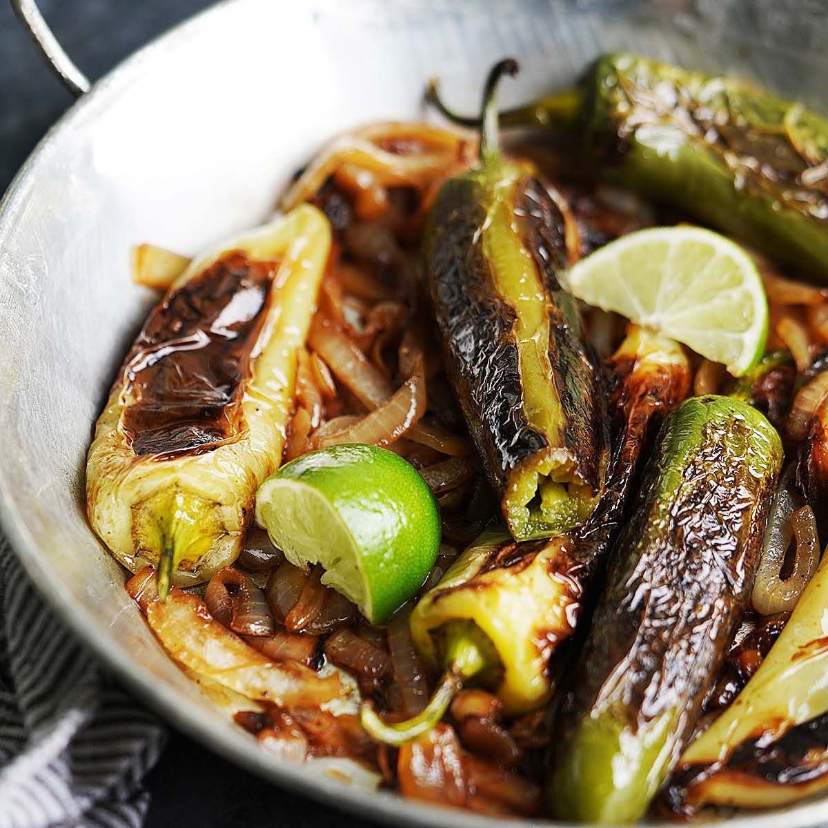 Chiles Toreados Grilled Fresh Jalapeños and Onion.